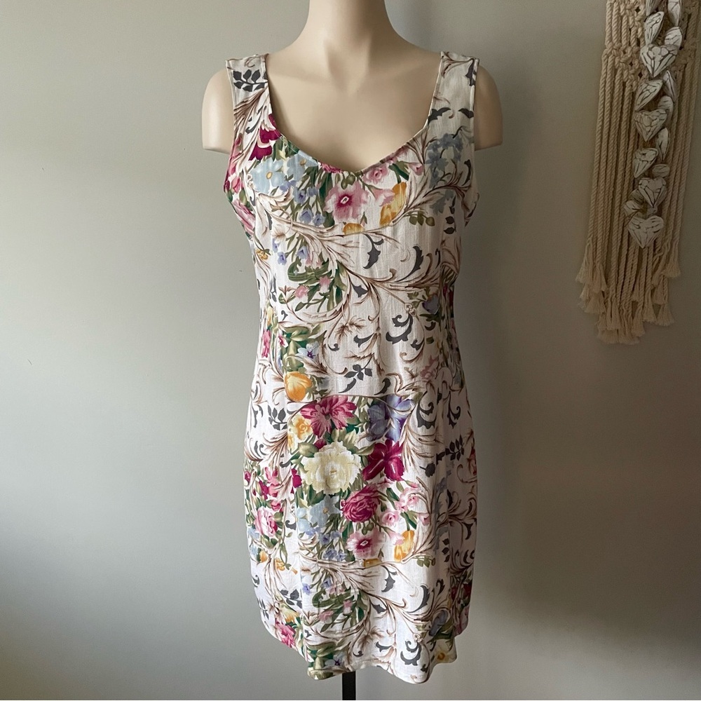Papillon Vancouver Floral Mini Dress Vneck Cottagecore Garden Party 100% Cotton